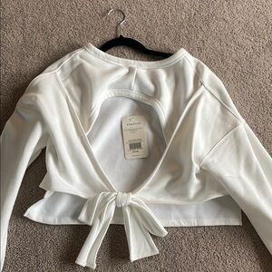 Fabletics White Crop Tie Front Blouse